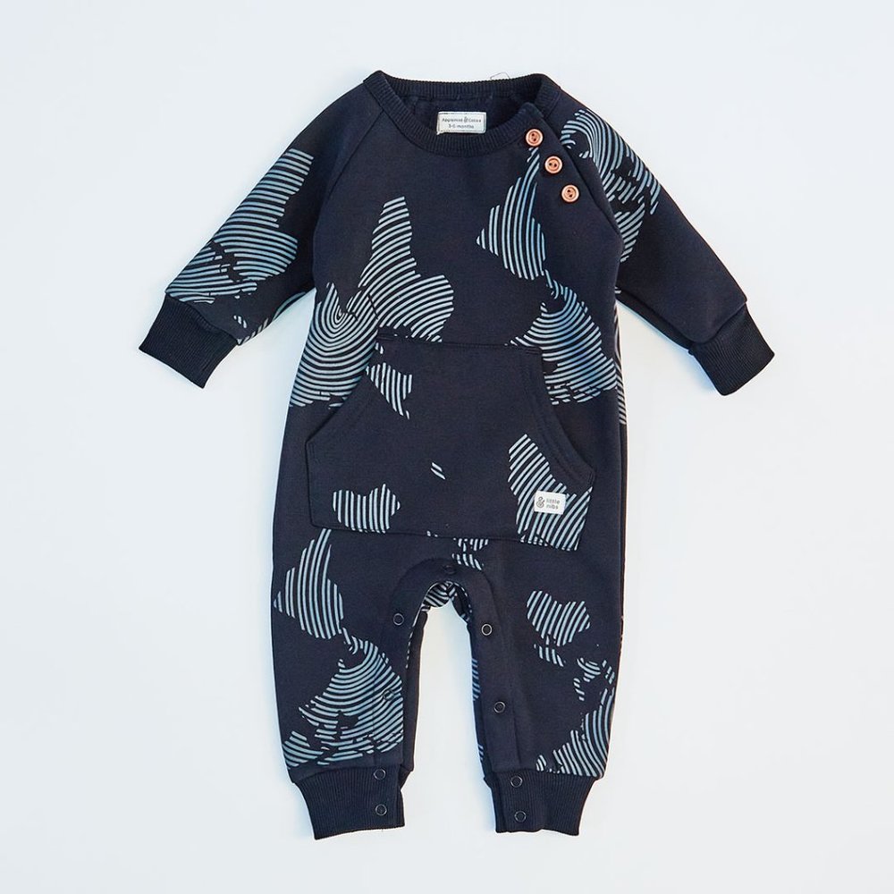 Modern Imprint Baby Boy Black Onesie | Egyptian Made Applemint & Cocoa